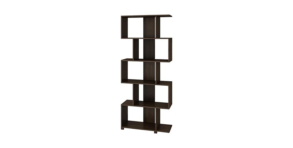 Slickblue 5-Shelf Modern Zig-Zag Bookcase for Unique and Functional Display