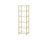 Slickblue Narrow Glass Shelf Bookcase Bedroom Living Office Bath Storage Unit