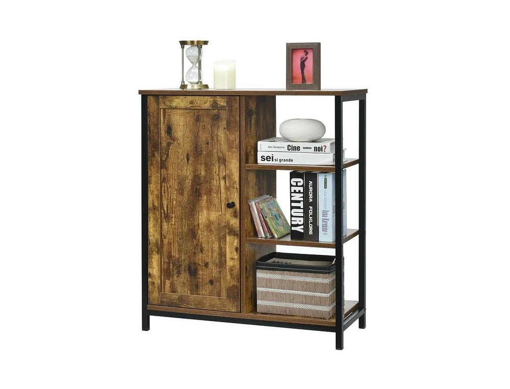 Slickblue Modern Industrial Wood Sideboard Buffet Storage Cabinet with Shelves for Stylish Organization