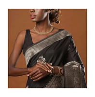 One Minute Saree Petite Hibana Black Art Silk Banarasi Ready to Wear Sari