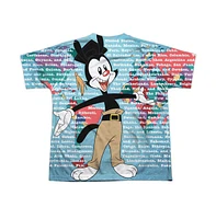 Animaniacs Boys Yakko World (Front/Back Print) Short Sleeve Poly Crew Tee / T-Shirt