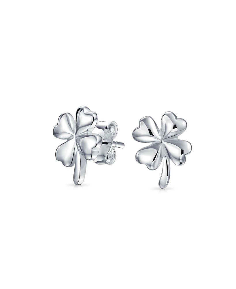 Bling Jewelry Luck of the Irish Shamrock Stud Earrings, Sterling Silver St. Patrick's Day Studs