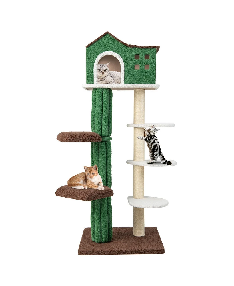 Gymax 7-Tier Modern Cat Tree Tower 61'' Cat Climbing Stand with Sisal Scratching Posts