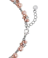 Charter Club Silver-Tone Pink Crystal & Imitation Pearl Lariat Necklace, 17" + 2" extender, Exclusively at Macy's