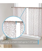 Hlc.me Audrey Embroidered Sheer Voile 3-Piece Kitchen Curtain Cafe Valance and Tiers