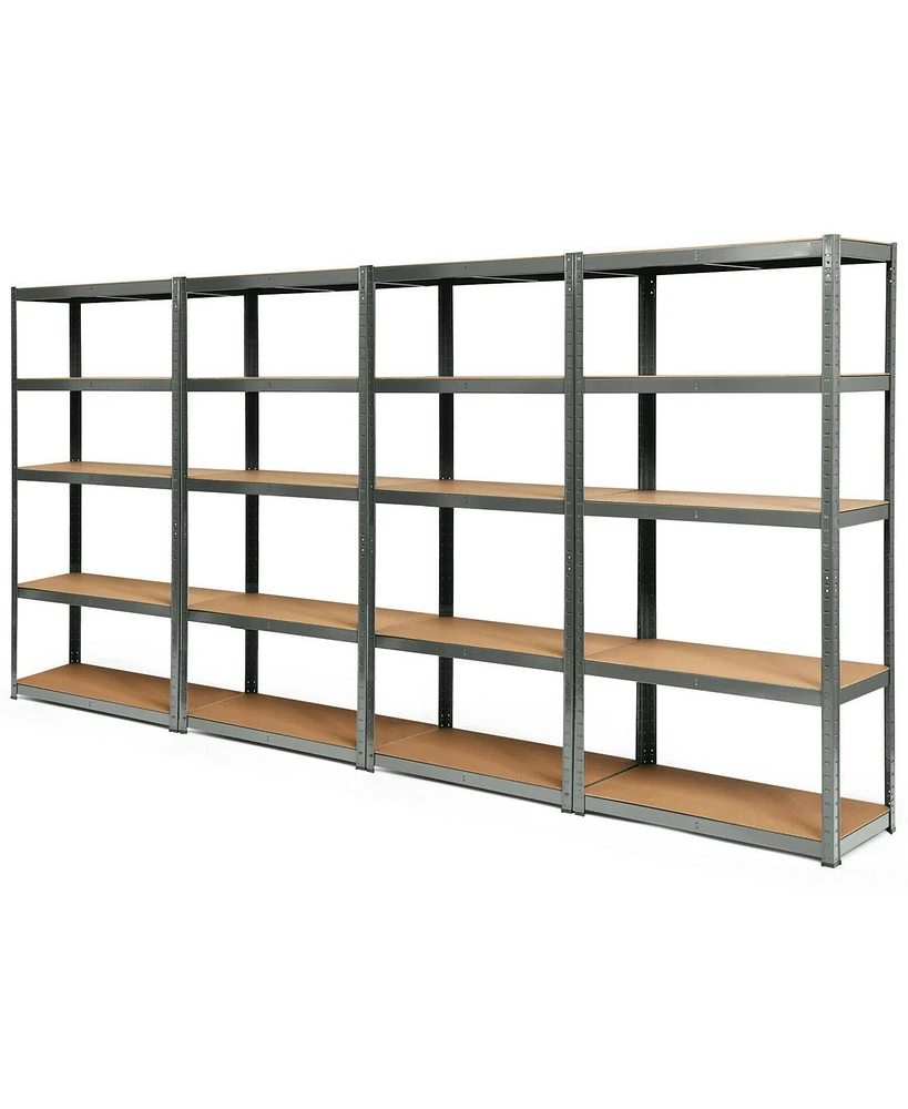 Gymax 4PCS 72'' Metal 5-Tier Garage Storage Rack Shelf Adjustable Freestanding