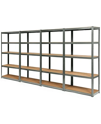 Gymax 4PCS 72'' Metal 5-Tier Garage Storage Rack Shelf Adjustable Freestanding