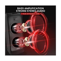 Pyle Portable Pa Speaker System with Wireless Microphone, Bluetooth, Led Lights, Rechargeable Battery & MP3/Usb/Fm Radio
