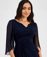 Connected Petite Chain-Detail Sheer-Sleeve Sheath Dress