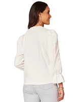 Democracy Petite 3/4-Sleeve Flounce-Sleeve Top