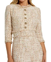 Mac Duggal Women's 3/4 Sleeve Beaded Trim Patch Pocket Midi Dress