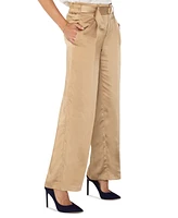 Liverpool Los Angeles Women's Belted Paper-Bag-Waist Wide-Leg Pants