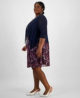 Connected Plus Open-Font Jacket & Printed Dress