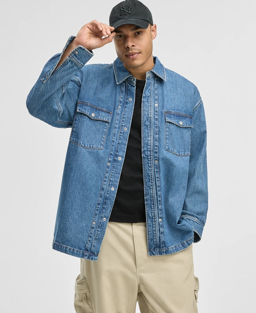 Mode of One Men's Terrace Relaxed-Fit Denim Shirt, Exclusively at Macy's