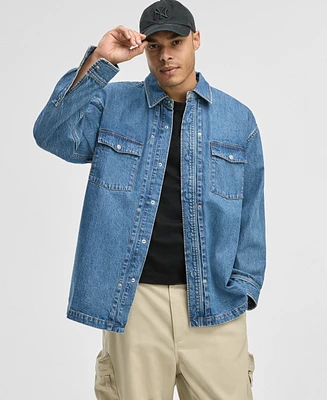 Mode of One Men's Terrace Relaxed-Fit Denim Shirt, Exclusively at Macy's