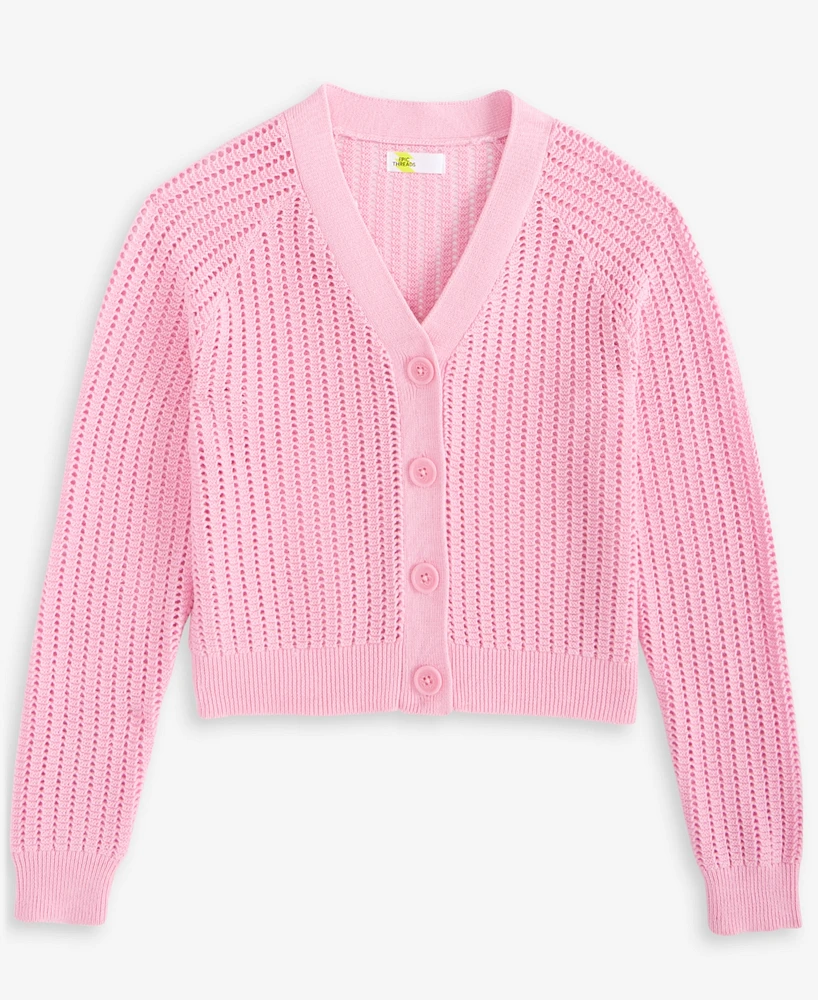 Epic Threads Little & Big Girls V-Neck Button Cardigan, Exclusively at Macy's