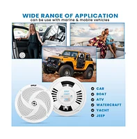 Pyle Dual 8" Waterproof Marine Speakers - 2-Way Full Range Stereo Sound, 160W (White