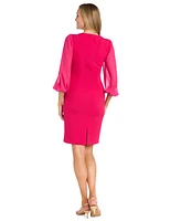 R & M Richards Women's Chiffon-Sleeve Sheath Dress