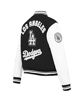 Pro Standard Women's Black Los Angeles Dodgers Cultivated Pearls Rib Wool Full-Zip Varsity Jacket