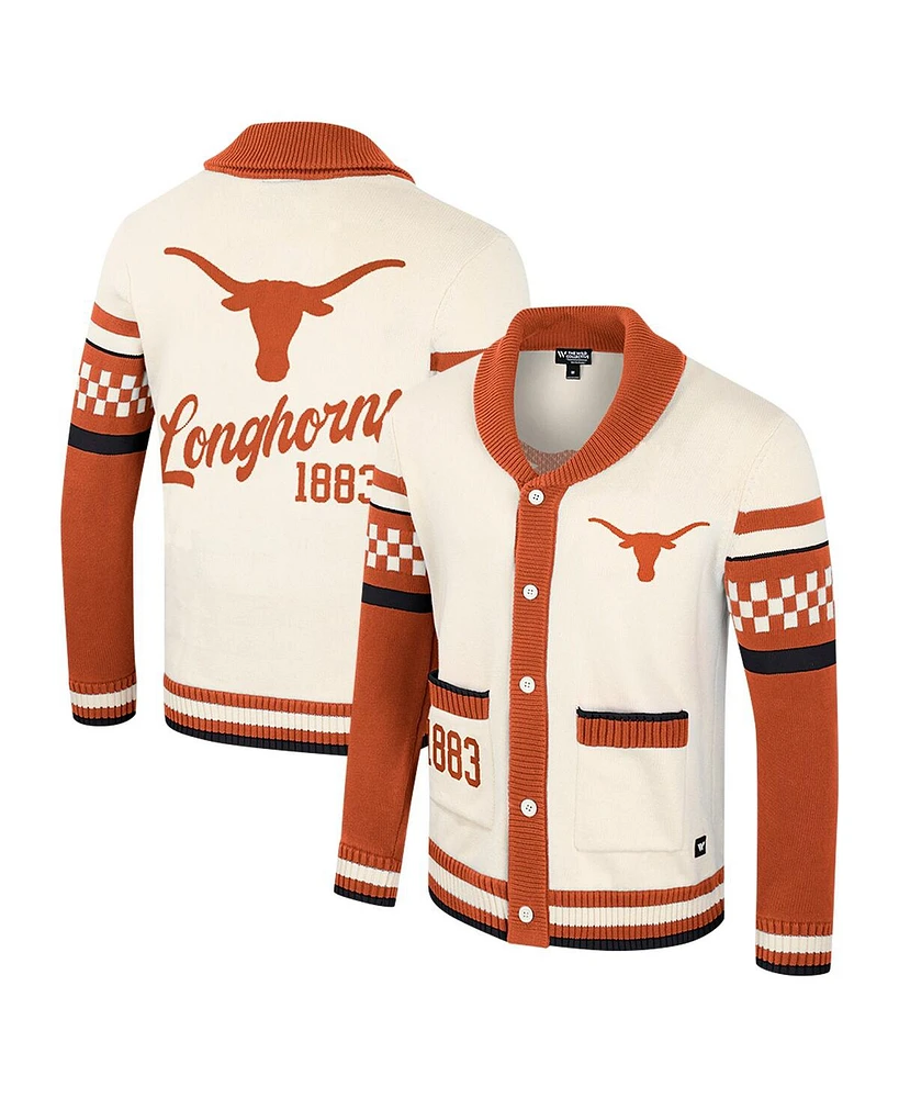 Colosseum Women's Cream Texas Longhorns Wild Collective Button-Up Jacquard Sweater