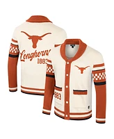 Colosseum Women's Cream Texas Longhorns Wild Collective Button-Up Jacquard Sweater