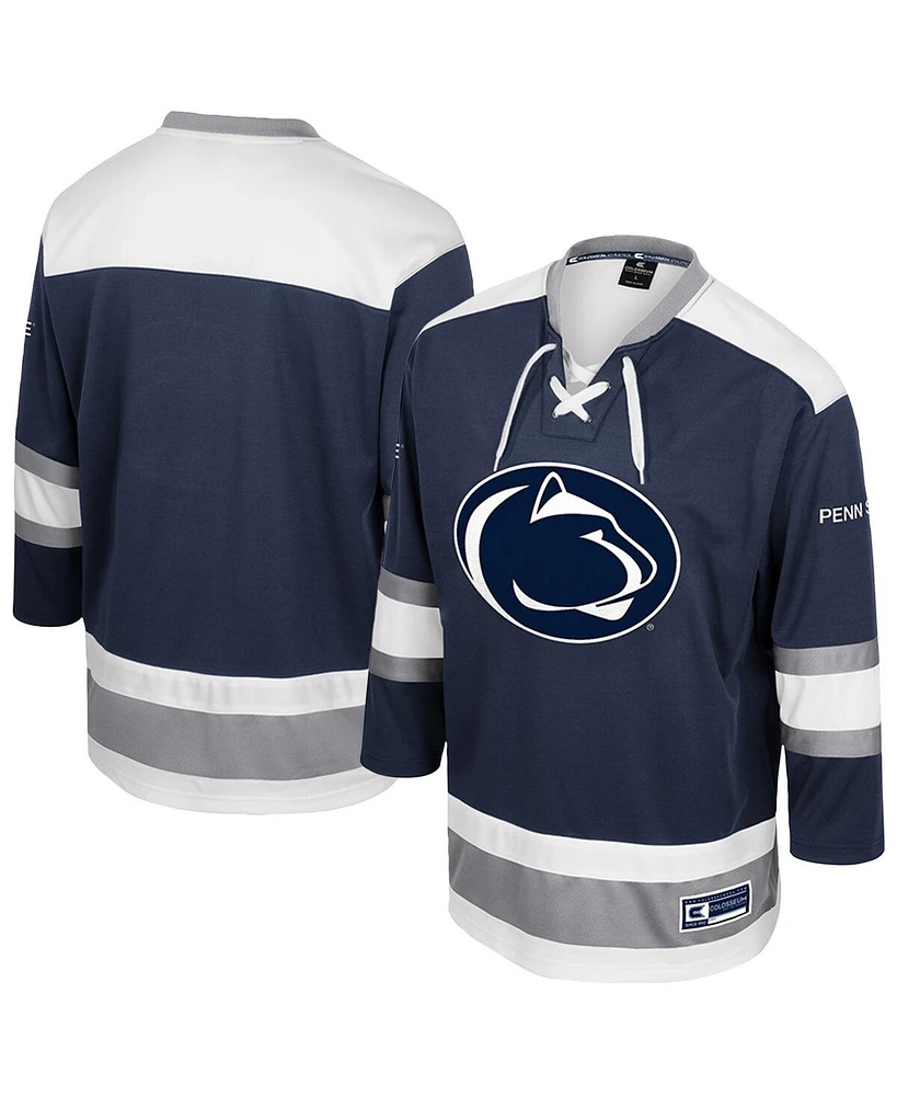 Colosseum Men's Navy Penn State Nittany Lions Athletic Machine Fashion Hockey Jersey