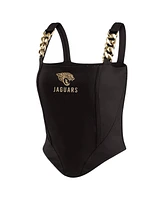 Wear by Erin Andrews x Gracie Hunt Women's Black Jacksonville Jaguars Chain Link Corset Top