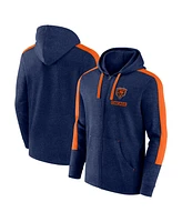 Fanatics Men's Heather Navy/Orange Chicago Bears Gains Full-Zip Hoodie