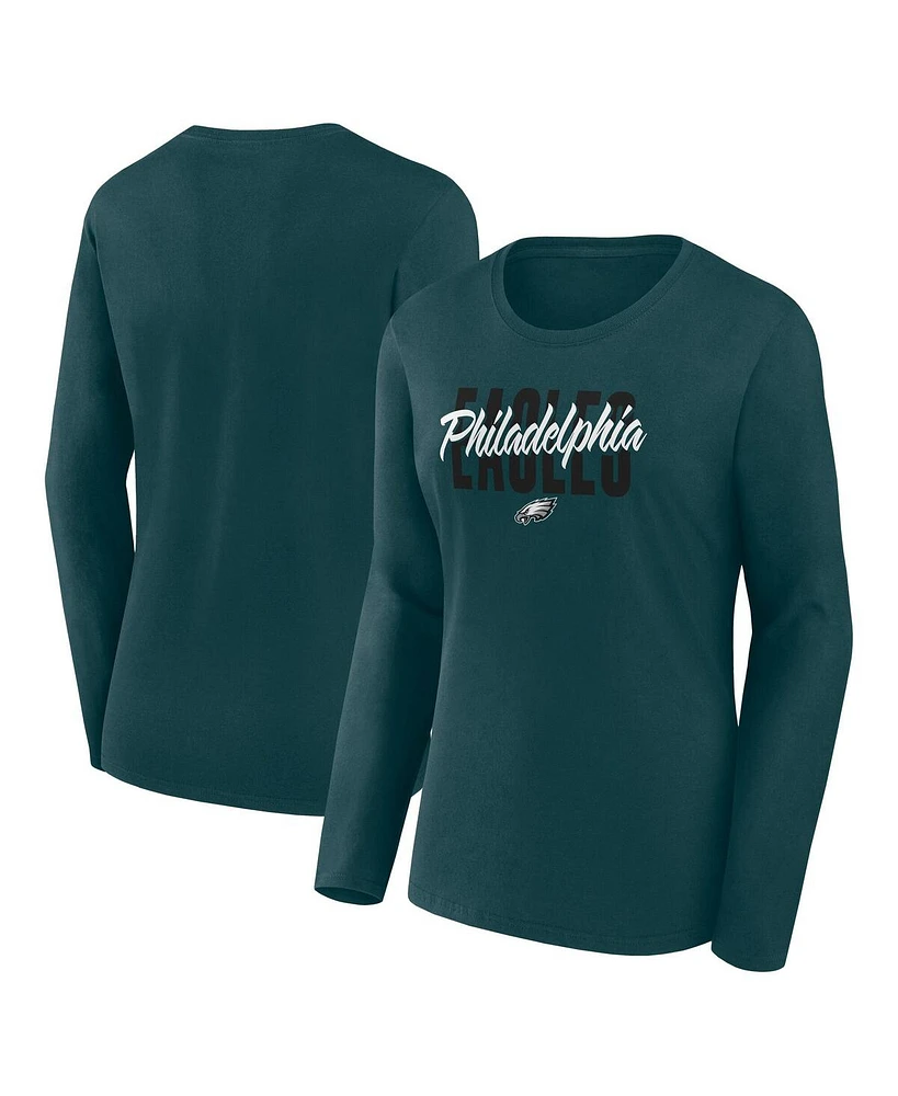 Logo Athletic Women's Midnight Green Philadelphia Eagles Grip Long Sleeve T-Shirt