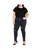 City Chic Plus Size Classic Buttons Jean