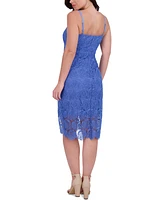 Siena Women's Lace V-Neck Sleeveless Asymmetric-Hem Dress