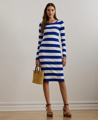 Lauren Ralph Women's Striped Cotton-Blend Ribbed Dress