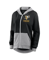 Logo Athletic Women's Black Pittsburgh Penguins Hit It French Terry Full-Zip Hoodie