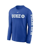 Nike Men's Royal Duke Blue Devils Basketball Icon Two-Hit Long Sleeve T-Shirt