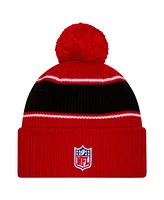 New Era Big Boys and Girls Scarlet San Francisco 49ers 2024 Sideline Sport Cuffed Knit Hat with Pom