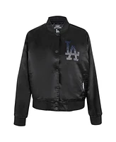 Pro Standard Women's Black Los Angeles Dodgers Rhinestone Satin Full-Snap Jacket