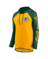 Fanatics Women's Gold/Green Green Bay Packers Script Full-Zip Hoodie