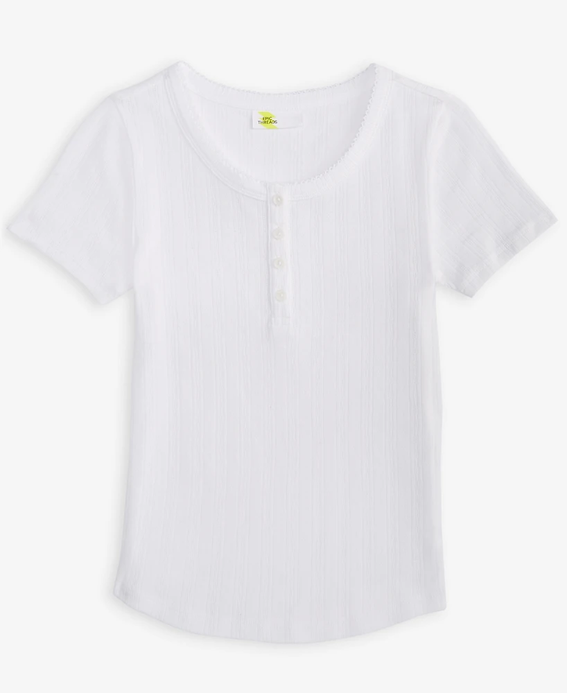 Epic Threads Toddler Girls Textured Henley Top, Exclusively at Macy's