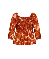 Plus Poppy Print Top