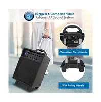 Pyle Wireless Portable Bluetooth Pa Speaker System with Rechargeable Battery, 400W, Led Lights, and 1/4" Mic Inputs