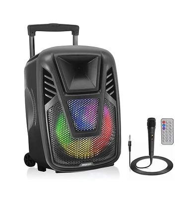 Pyle 15" Portable Wireless Bluetooth Pa Speaker System with Led Light, Remote & Microphone