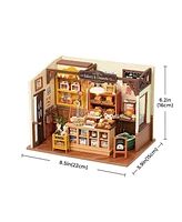 Robotime Diy Miniature Dollhouse Kit Becka's Baking House Birthday, Brown, 8.5"5.9"6.2"