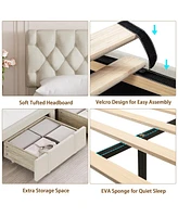 gaomon King Size Bed Frame with 2 Storage Drawers