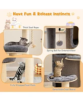 Gymax Wooden Cat Tree Multi-Level Kitten Tower w/ Condo Perches Scratching Posts