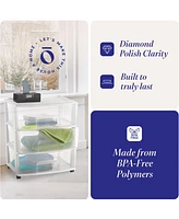 Homz Plastic 3 Clear Drawer Small Rolling Storage Container Tower