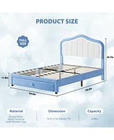 gaomon Full Upholstered Bed Frame with Storage Drawers, Cute Girls & Boys Bed with Adjustable Headboard