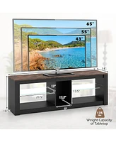 Gymax Tv Stand w/ Led Light for TVs up to 65 inch w/ Adjustable Tempered Glass Shelves