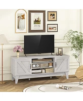 Gymax Farmhouse Tv Stand for TVs Up to 65 Inches w/ 2 Barn Door Cabinets & 4 Shelves