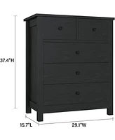 gaomon Black Dresser for Bedroom, Wood Rustic Chest of Drawers with Storage Drawers