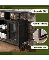 Wlive Tv Stand 55 inch TvTall Entertainment Center with Storage Farmhouse Industrial TV Console for Bedroom Living Room
